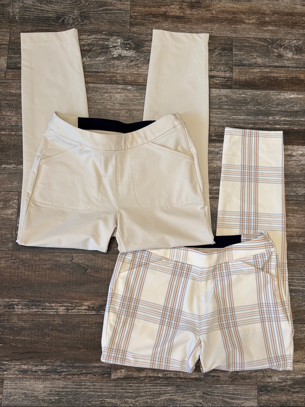 Peter Millar Lot of 2 Cream Ankle Golf Pants & Cropped Plaid Golf Pants- Sz 4